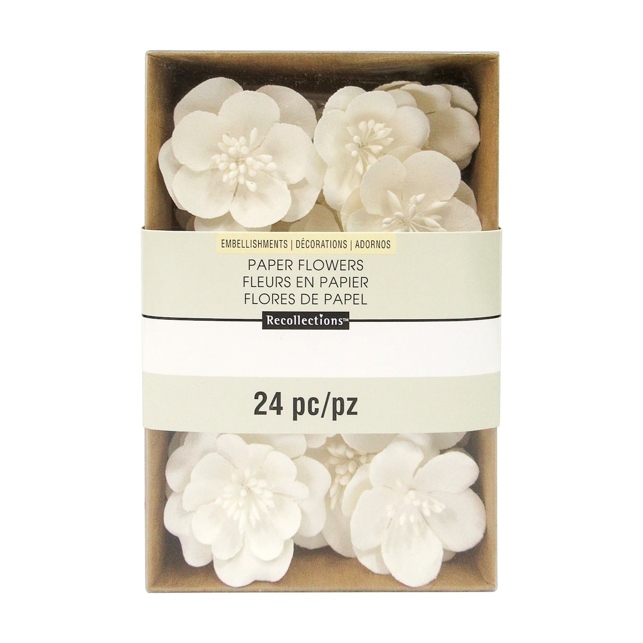 12 Packs: 24 ct. (288 total) White Mulberry Paper Flower Embellishments by Recollections™